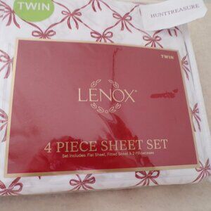 New Lenox Red Bows Sheet Set Twin Size Silky Soft Low Price
